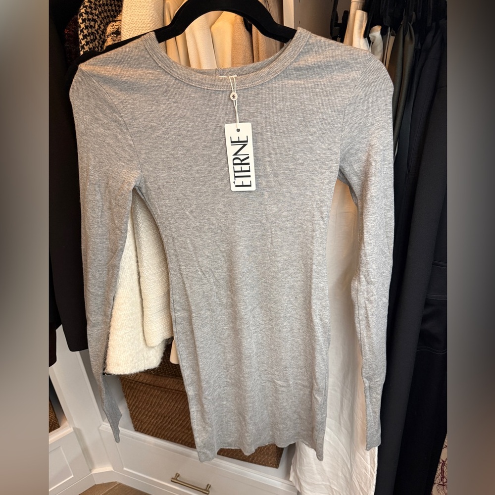Eterne Heather Gray Long Sleeve mini dress